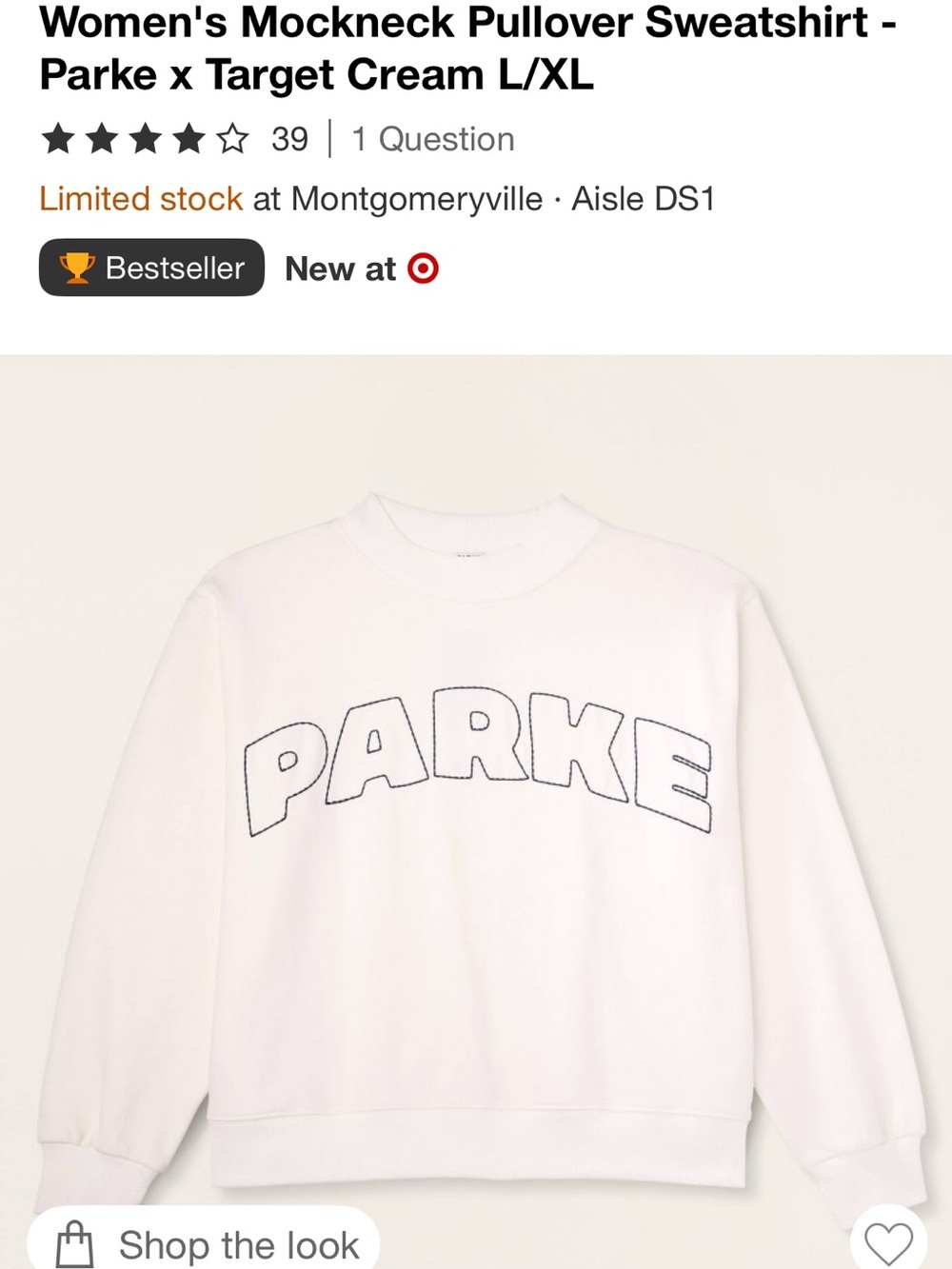 Parke Cream Mockneck Pullover Sweatshirt
